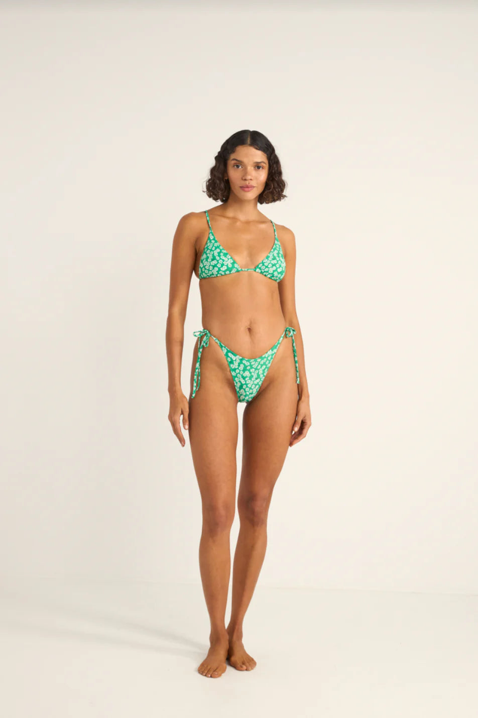 Rhythm Womens Evergreen Floral Tie Side Hi Cut Bikini Bottom