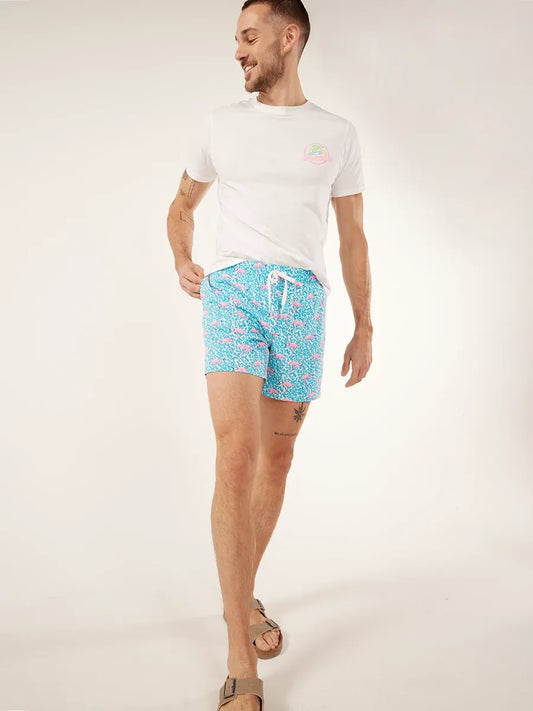 Chubbies – „The Domingos Are For Flamingos“ – Klassische Badehose mit Netzfutter