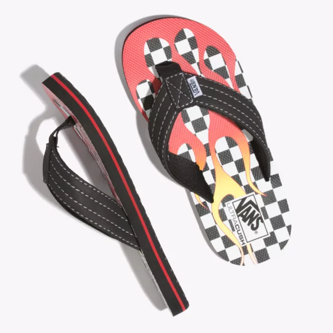 Vans checkerboard flip flops sales