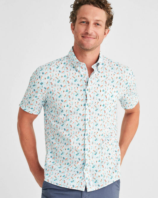 johnnie-O Men's Floaty Short Sleeve Button Down Shirt