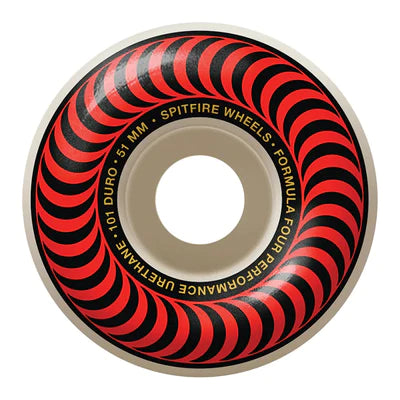 Spitfire Wheels Formula Four Classic Swirl White w/ Red Skateboard Wheels