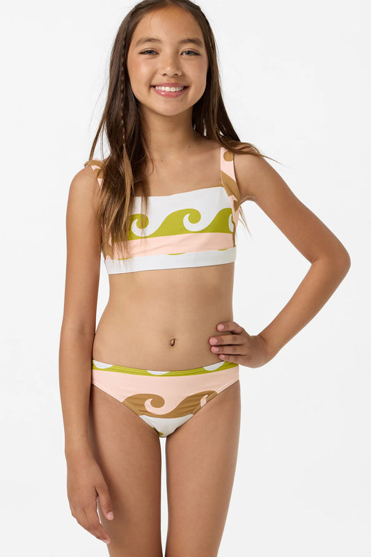 O'Neill Girls Lilly Wave Geo Square Neck 2 Piece Bikini Set