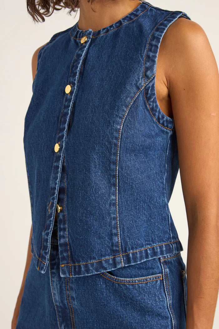 Rhythm Womens Gia Denim Vest