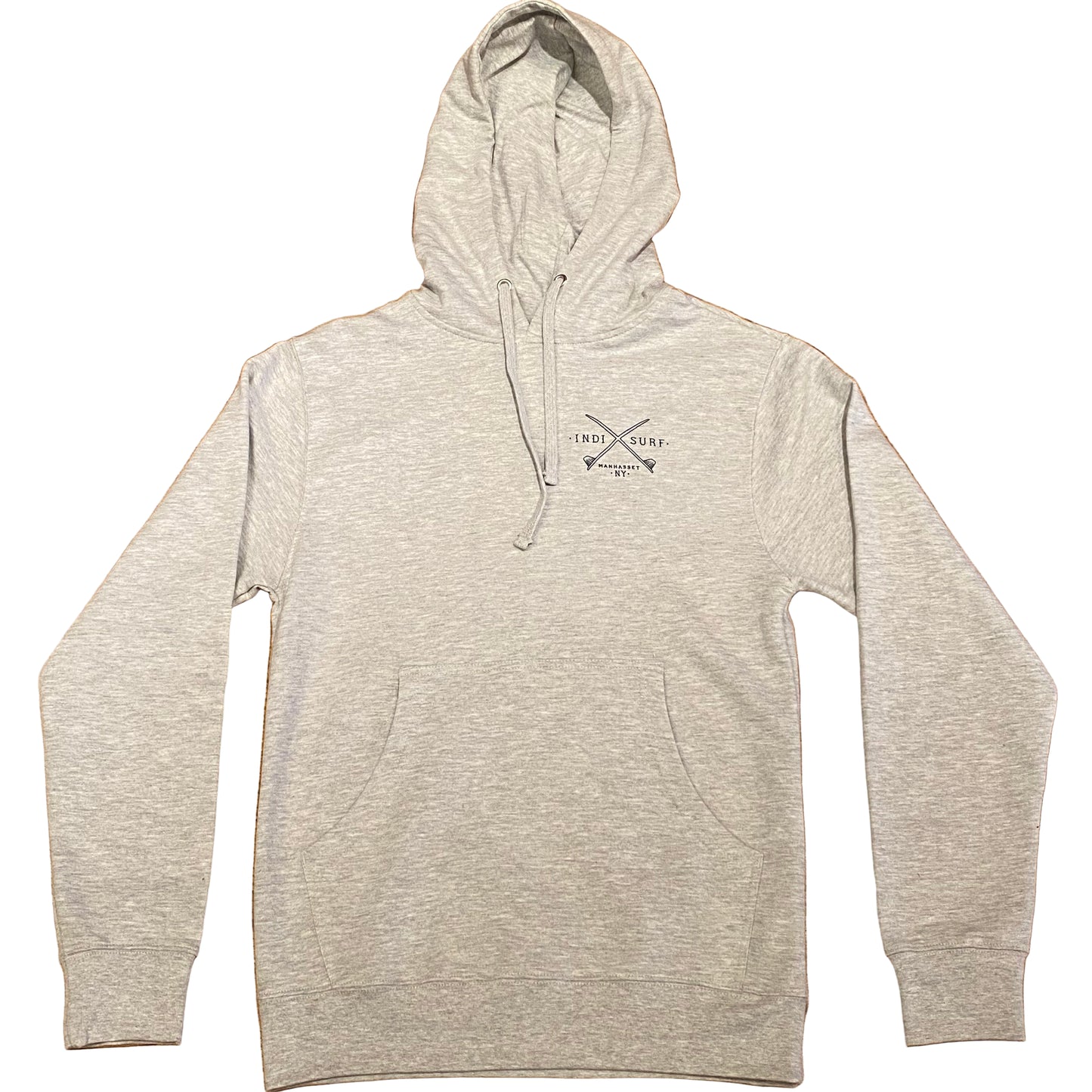 Indi Surf Men's Pull Over Hoodie Grey/Navy Blue Logo
