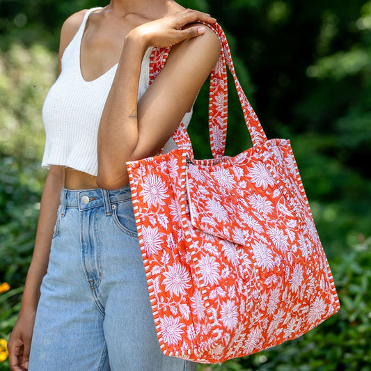 Anju Quilted Tote Bag with Travel Pouch