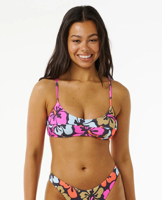 Haut de bikini court Rip Curl Hibiscus Heat pour femme