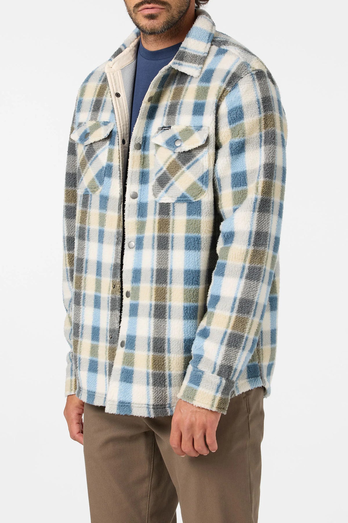 O'Neill Mens Glacier Plaid High Pile Superfleece Shirt Jacket