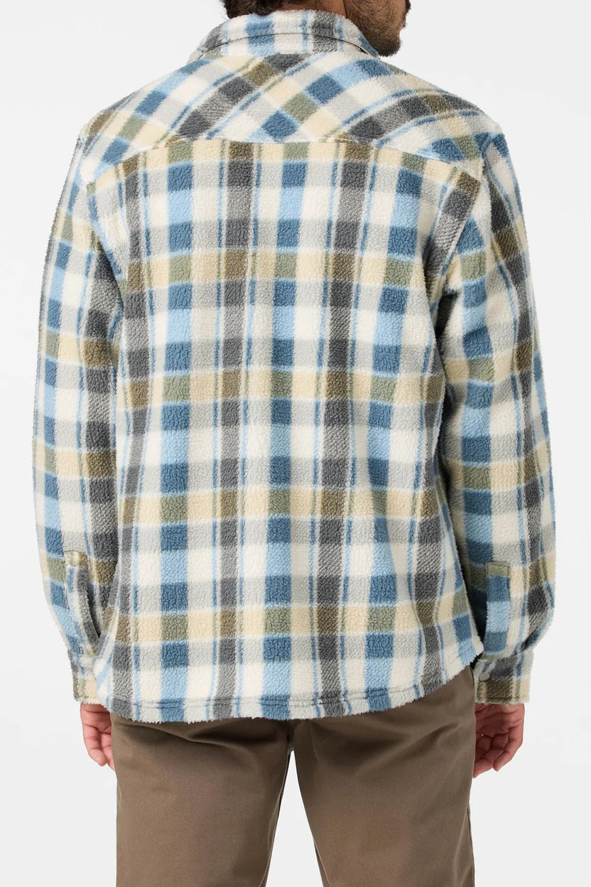 O'Neill Mens Glacier Plaid High Pile Superfleece Shirt Jacket