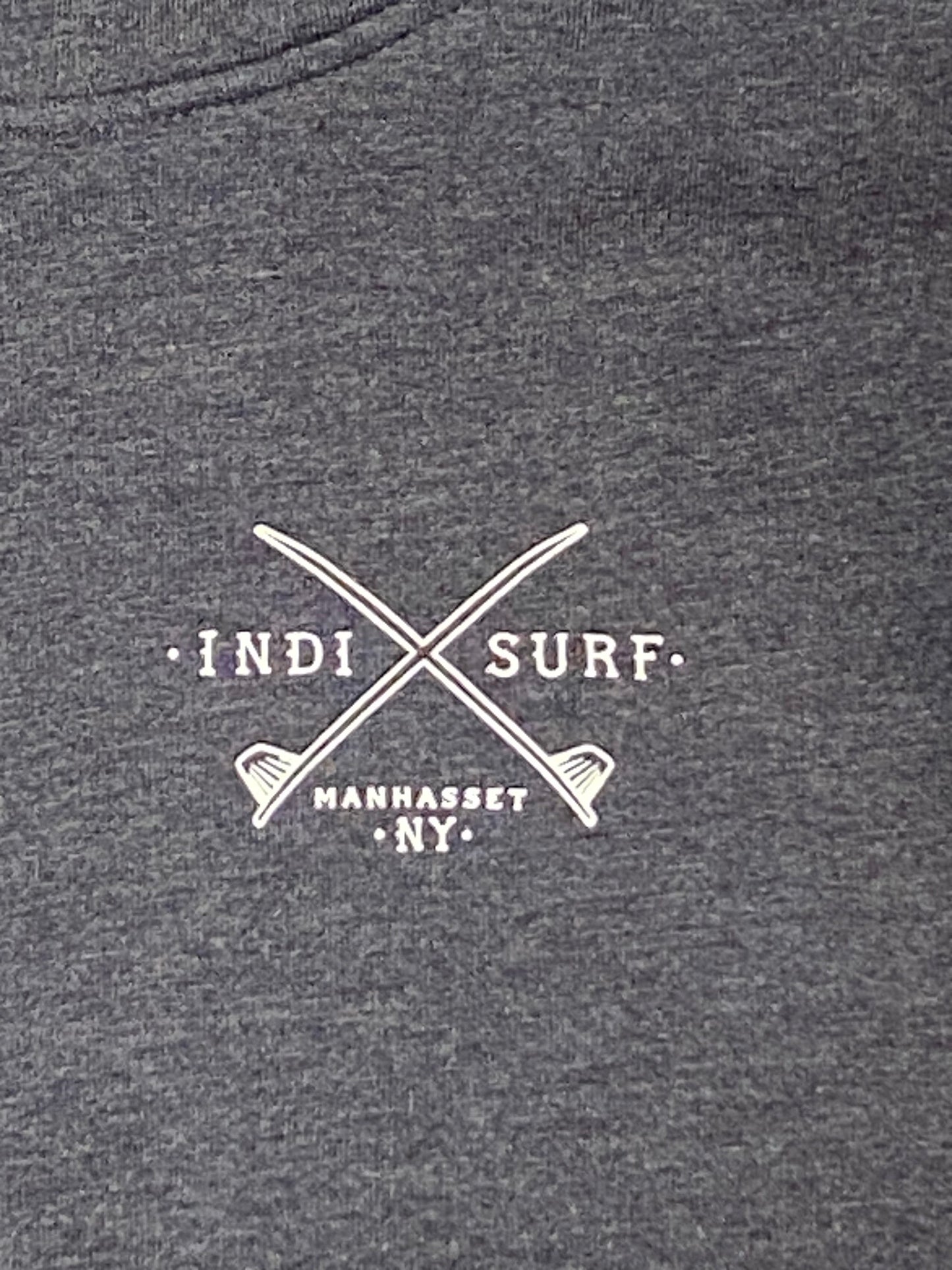 Indi Surf Men's Pull Over Hoodie Heather Blue/White Logo