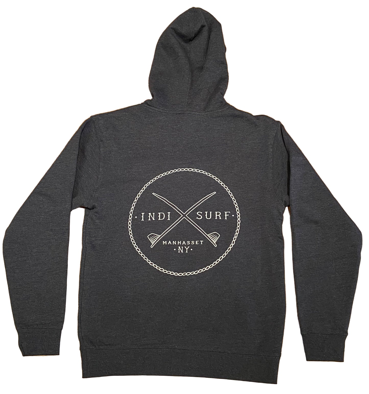 Indi Surf Men's Pull Over Hoodie Heather Blue/White Logo