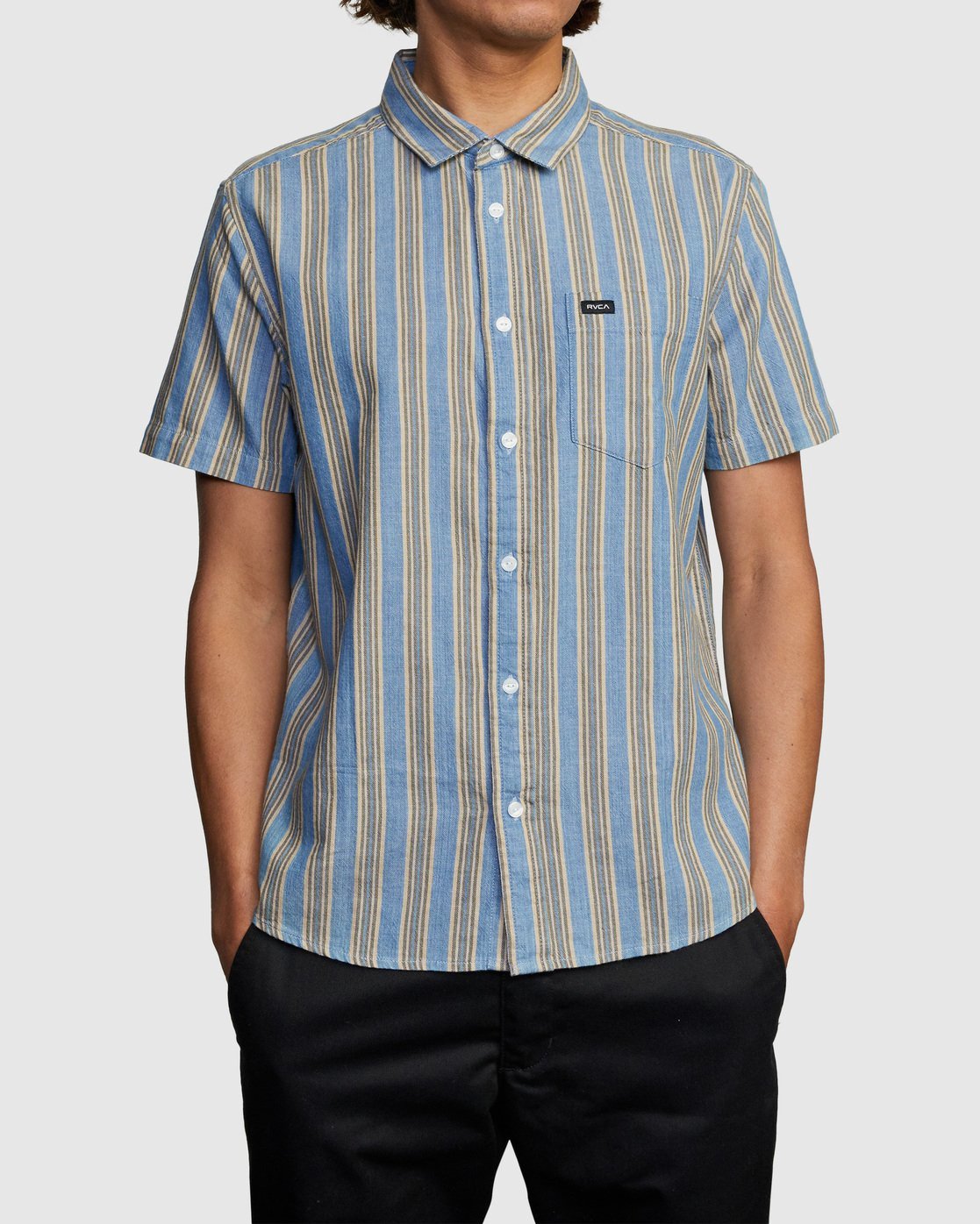 RVCA Men's Harbour Stripe Button-Up Shirt