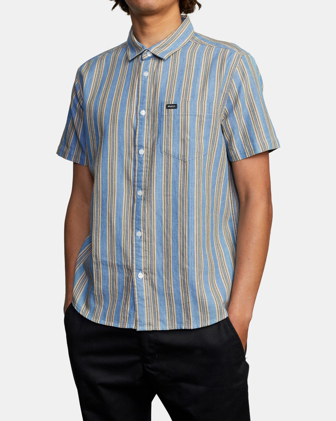 RVCA Men's Harbour Stripe Button-Up Shirt