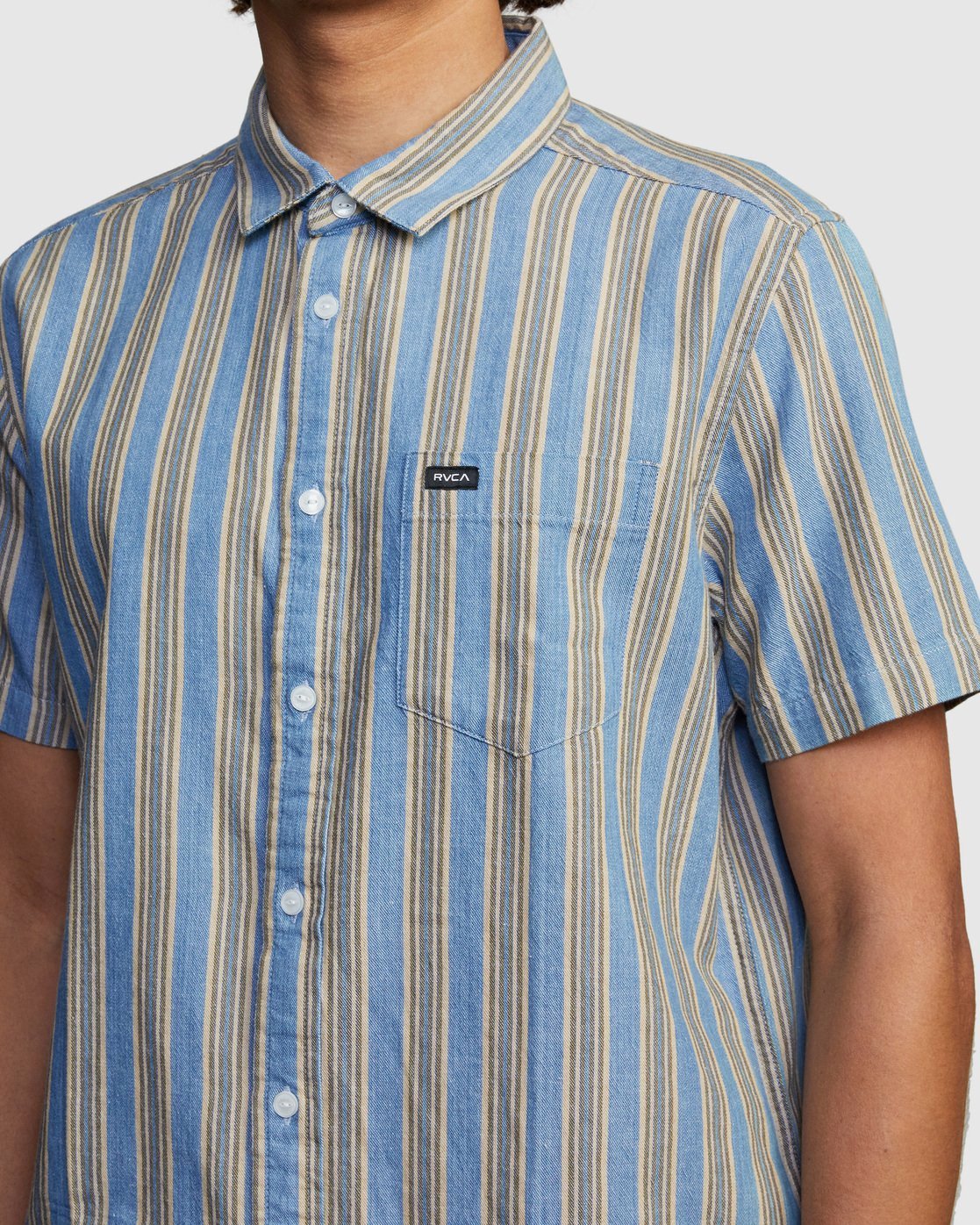 RVCA Men's Harbour Stripe Button-Up Shirt