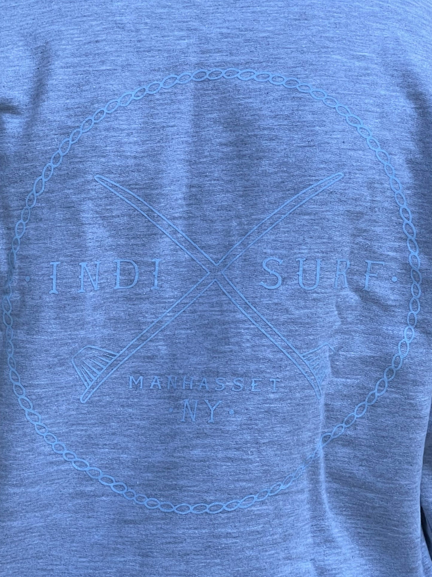 Indi Surf Men's Pull Over Hoodie Grey/Light Blue Logo