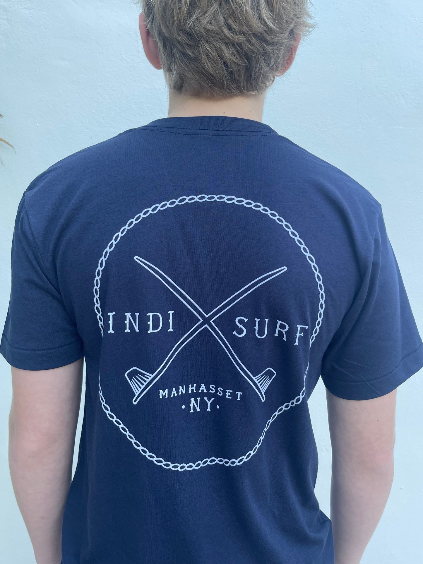 Indi Surf Herren T-Shirt, kurzärmelig, Marineblau