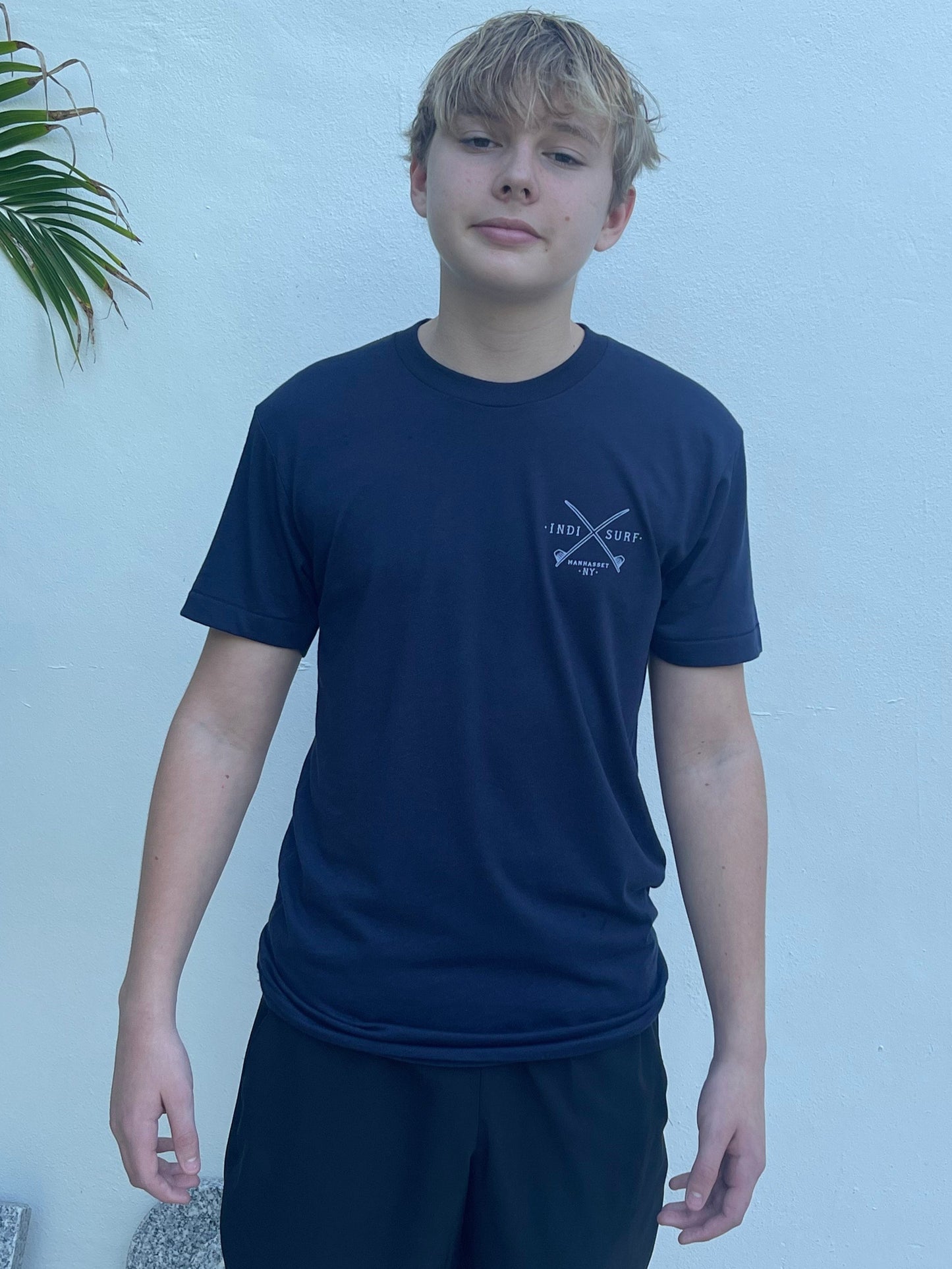 Indi Surf Herren T-Shirt, kurzärmelig, Marineblau