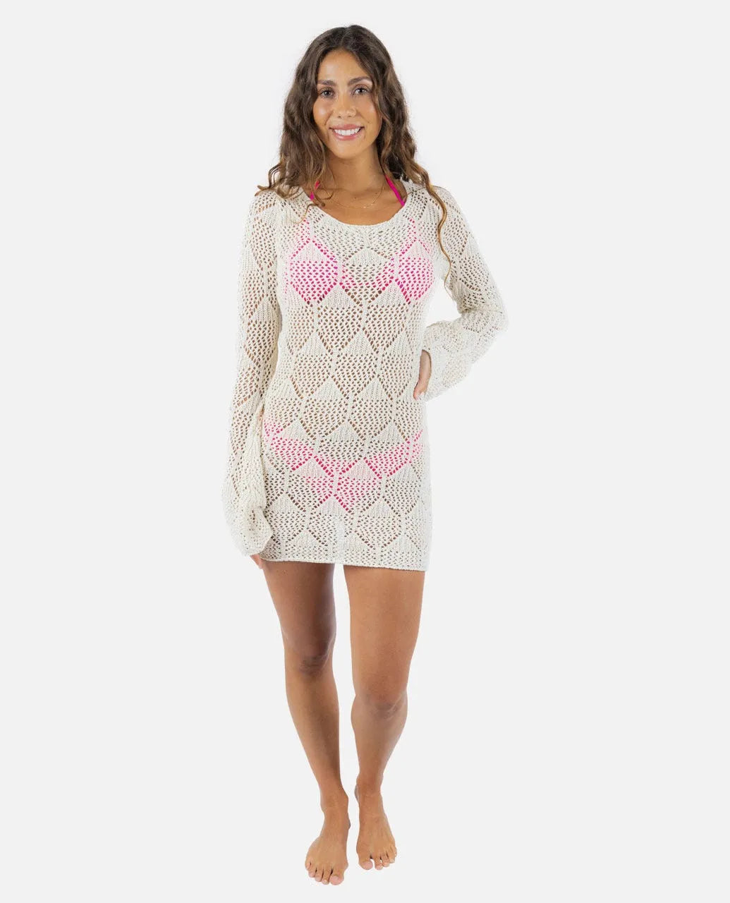 Rip Curl Women's Island Hopper Long Sleeve Open Stitch Mini Sweater Dress