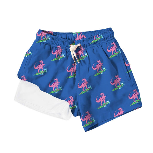 Bermies Kids Jurasic Beach Swim Trunks w/Compression Liner