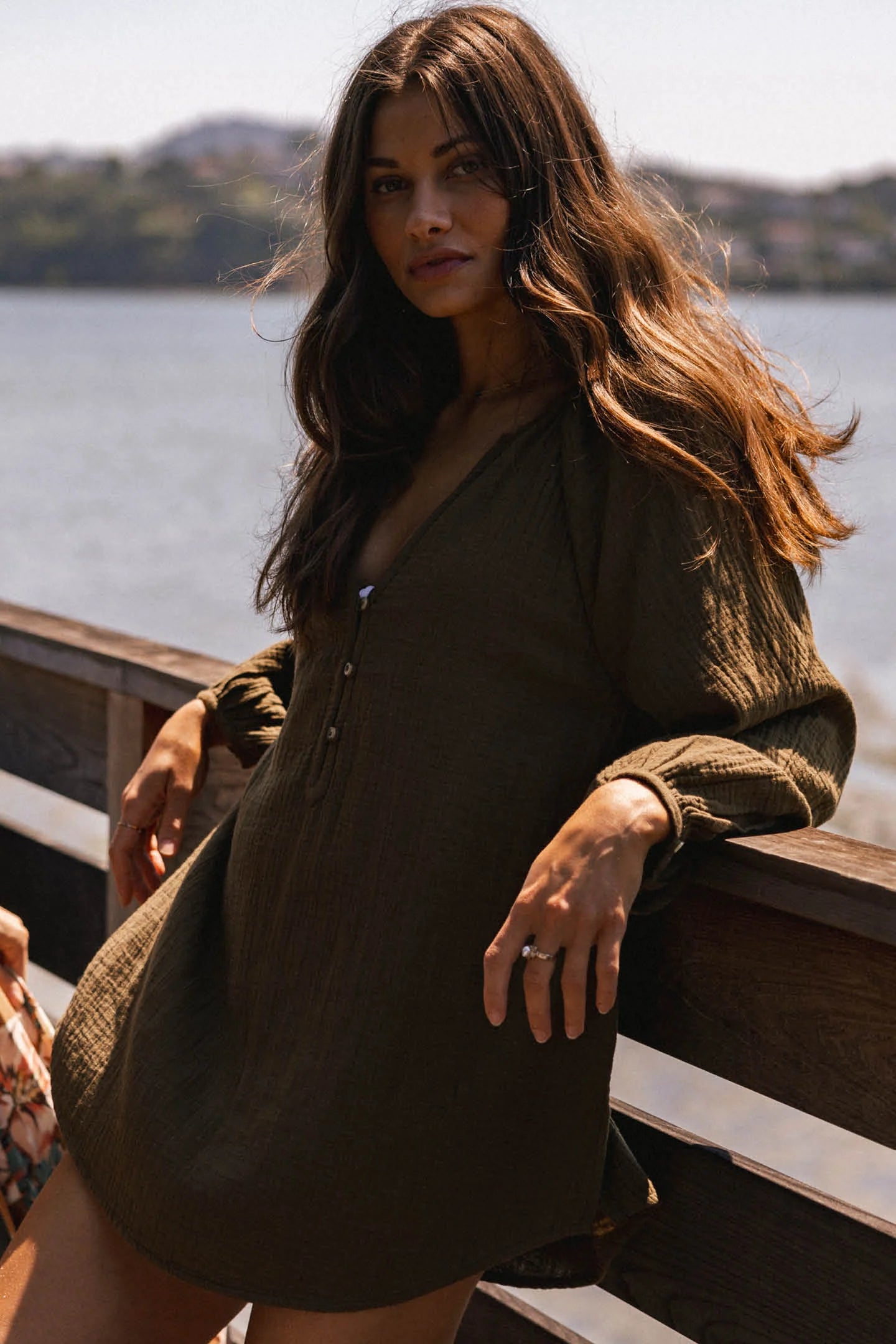 O'Neill Womens Krysten Crinkle Double Gauze Tunic Swim Cover Up