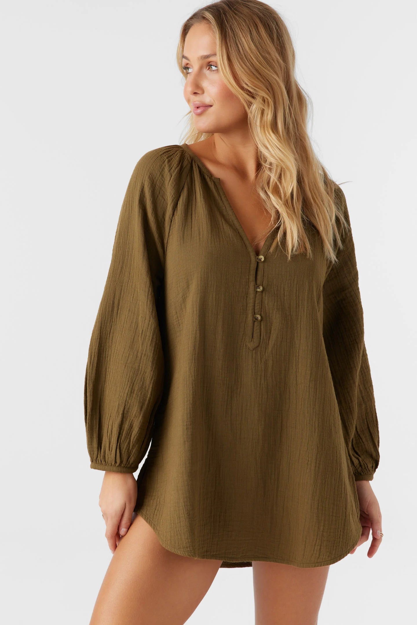 O'Neill Womens Krysten Crinkle Double Gauze Tunic Swim Cover Up