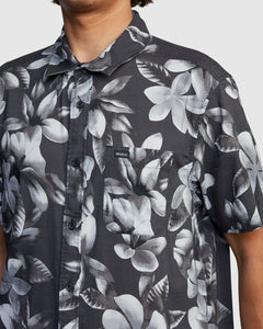 RVCA Mens Lanai Floral Short Sleeve Button Up Shirt