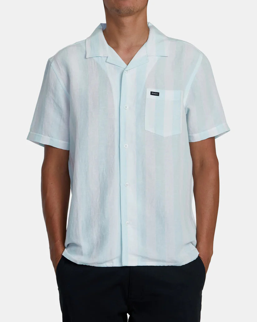 RVCA Mens Love Stripe Short Sleeve Woven Shirt