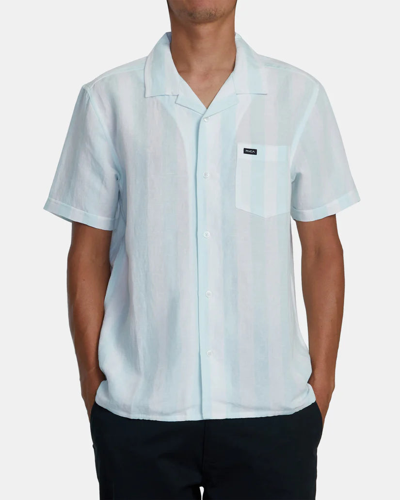 RVCA Mens Love Stripe Short Sleeve Woven Shirt