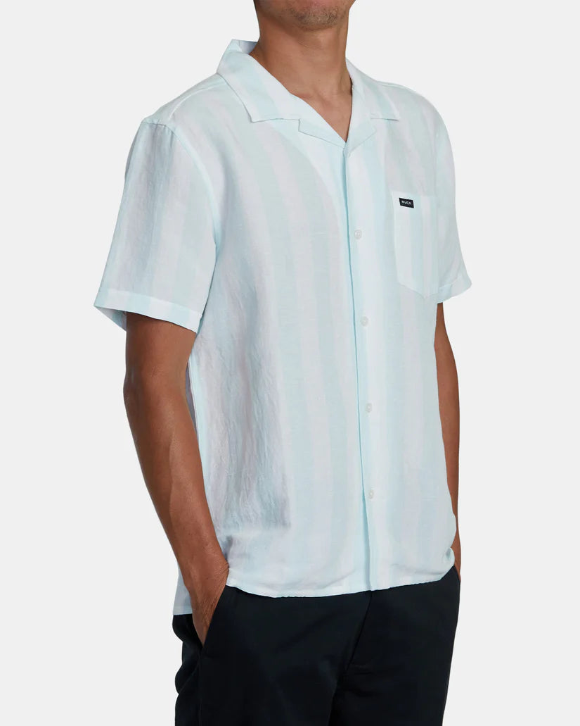 RVCA Mens Love Stripe Short Sleeve Woven Shirt