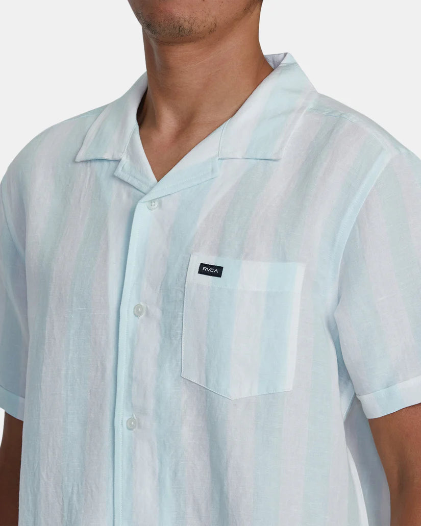 RVCA Mens Love Stripe Short Sleeve Woven Shirt