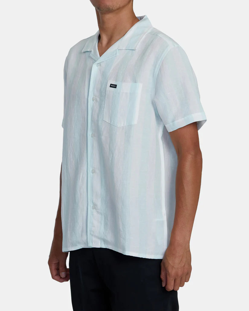 RVCA Mens Love Stripe Short Sleeve Woven Shirt