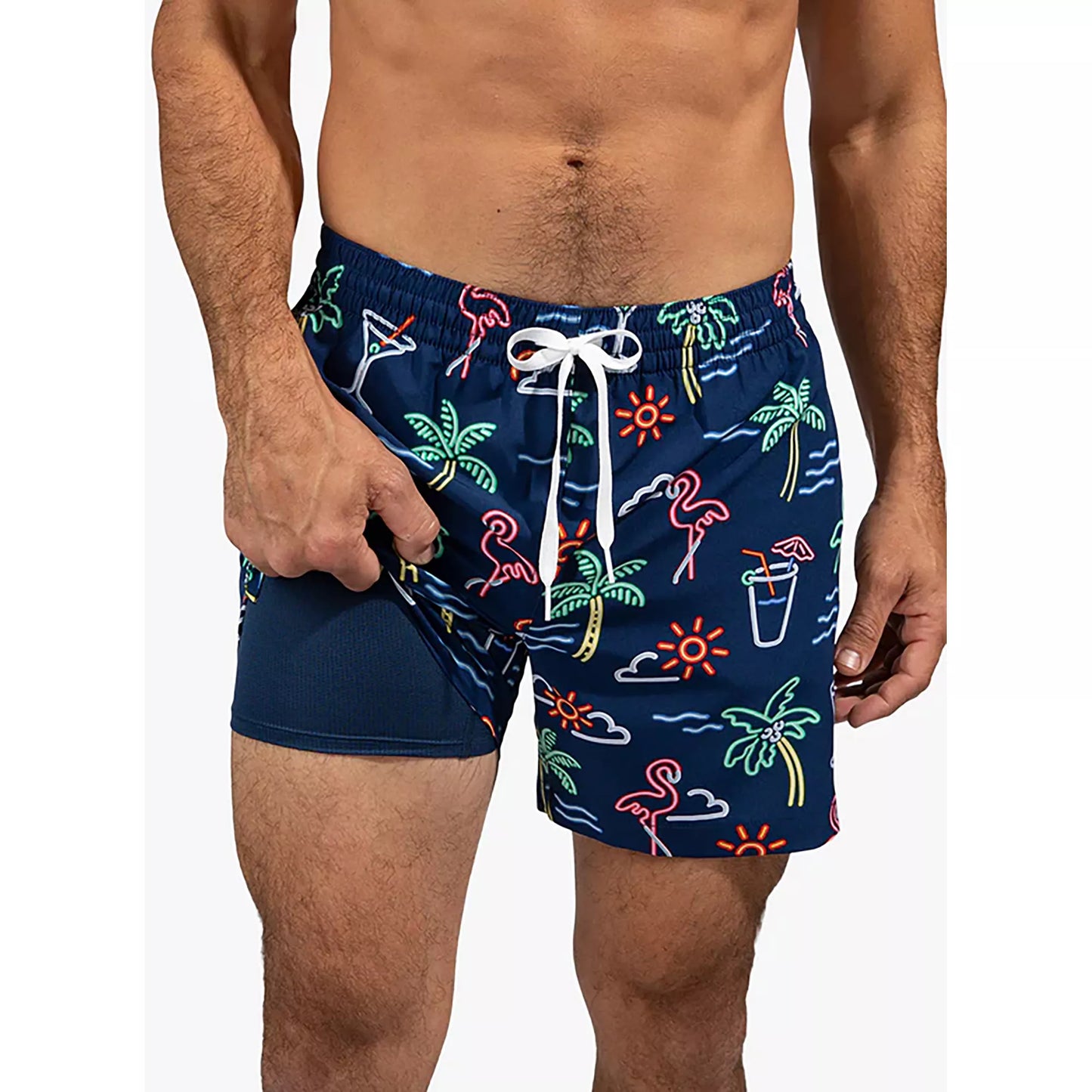 Maillot de bain classique doublé à lumières néon pour hommes Chubbies