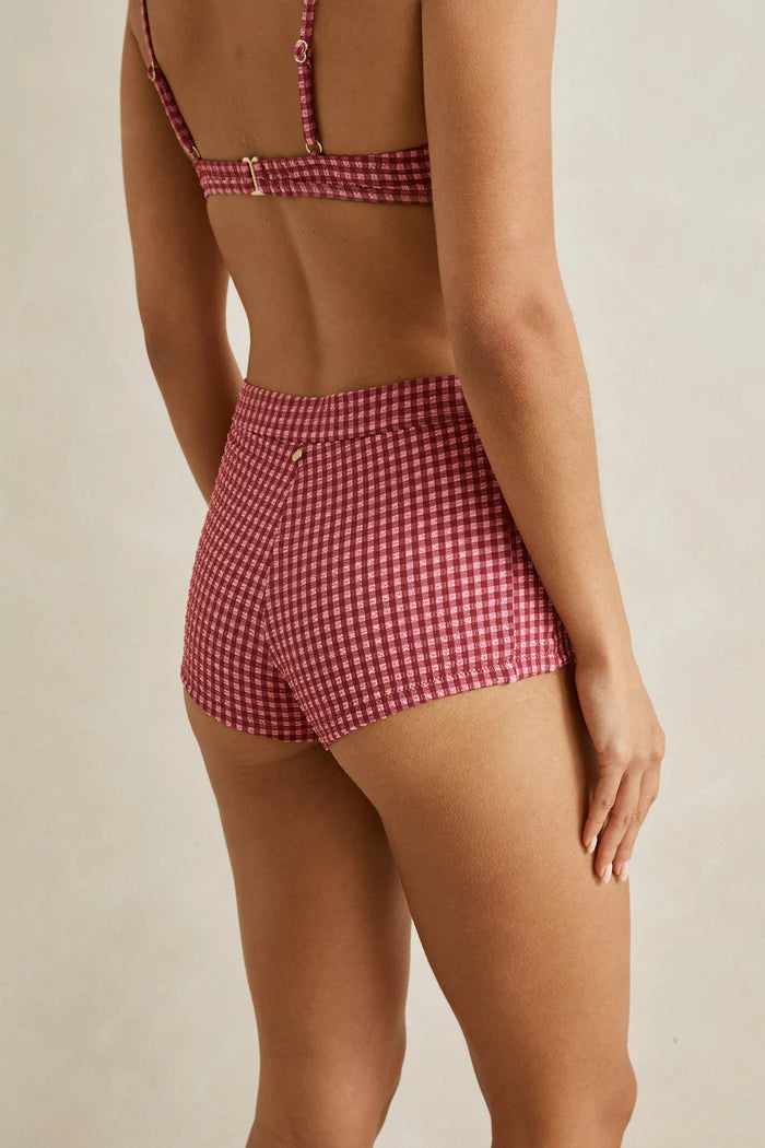 Rhythm Women's Lola Check Lace Up Surf Short