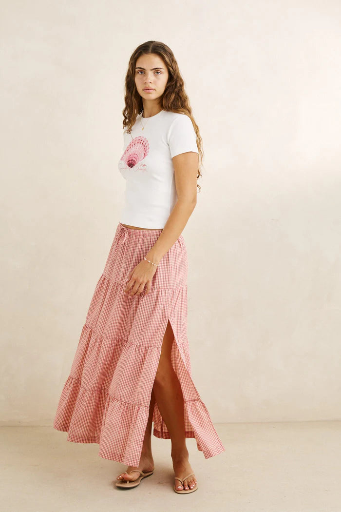 Rhythm Women's Lola Check Tiered Maxi Skirt