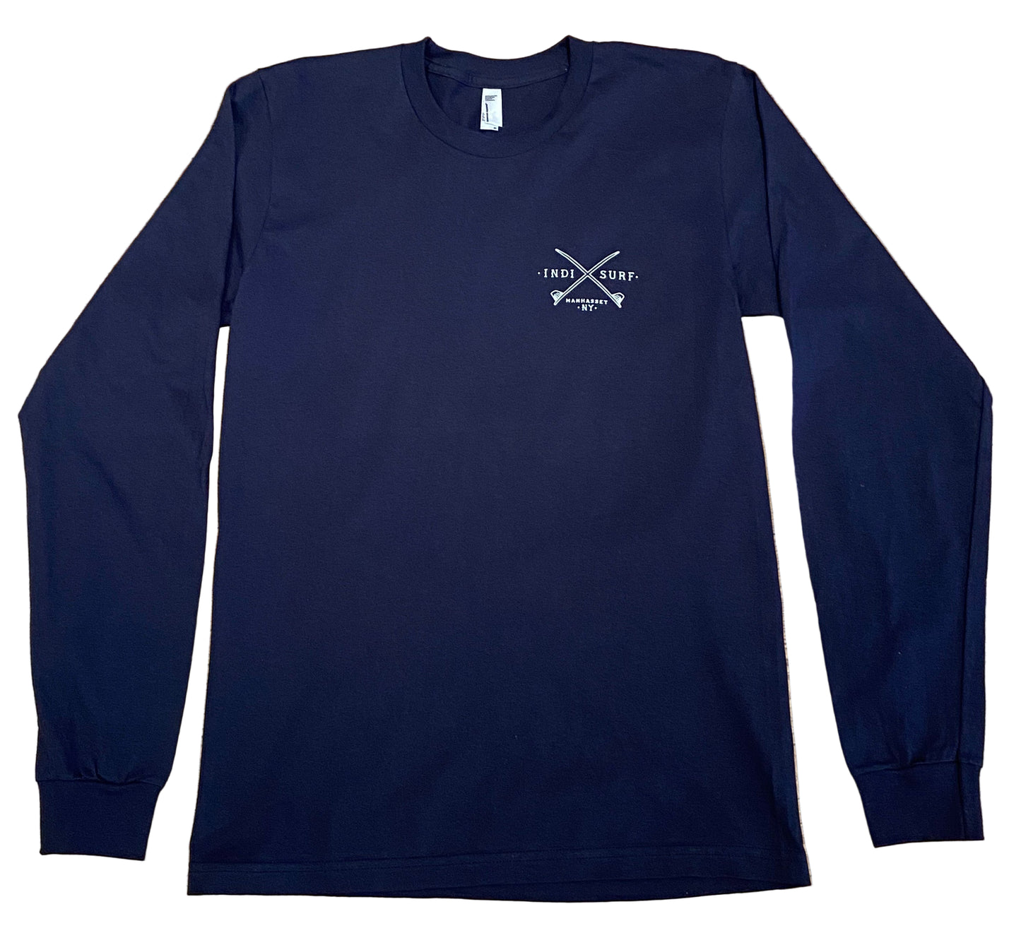 Indi Surf Mens Long Sleeve T-Shirt Navy/White Logo