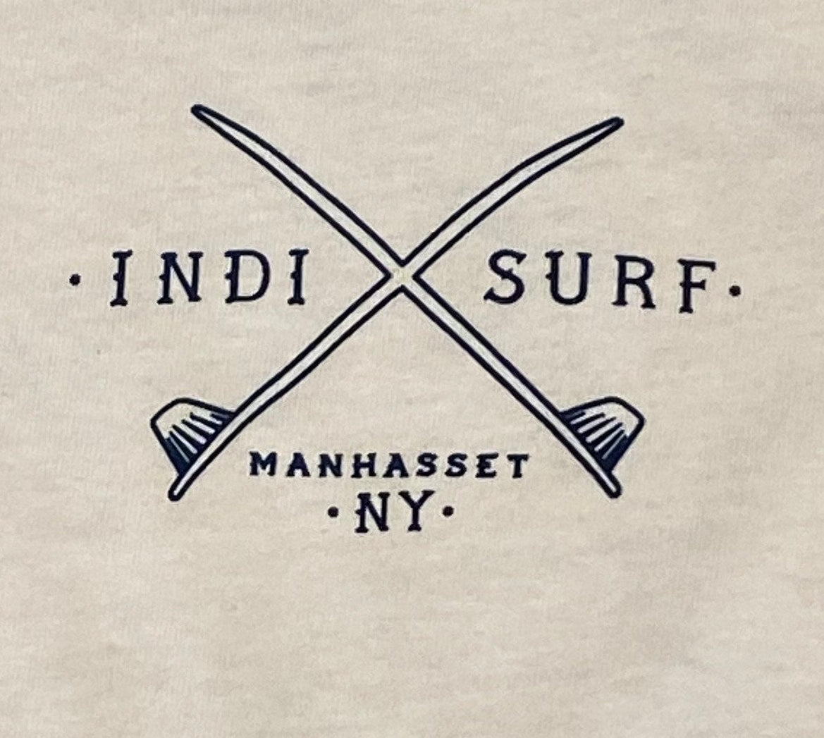 Indi Surf Mens Long Sleeve T-Shirt White/Navy Blue Logo