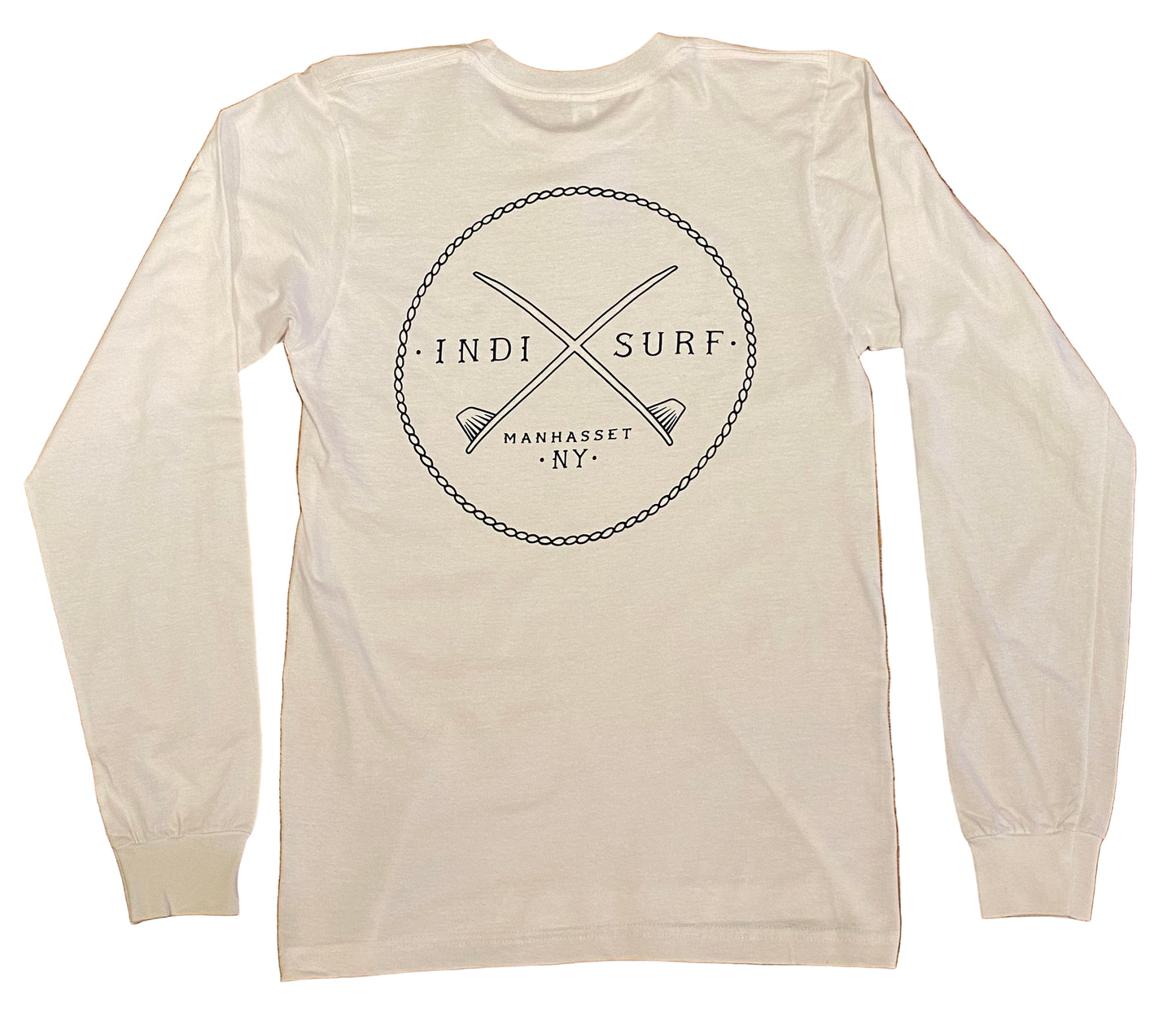 Indi Surf Mens Long Sleeve T-Shirt White/Navy Blue Logo
