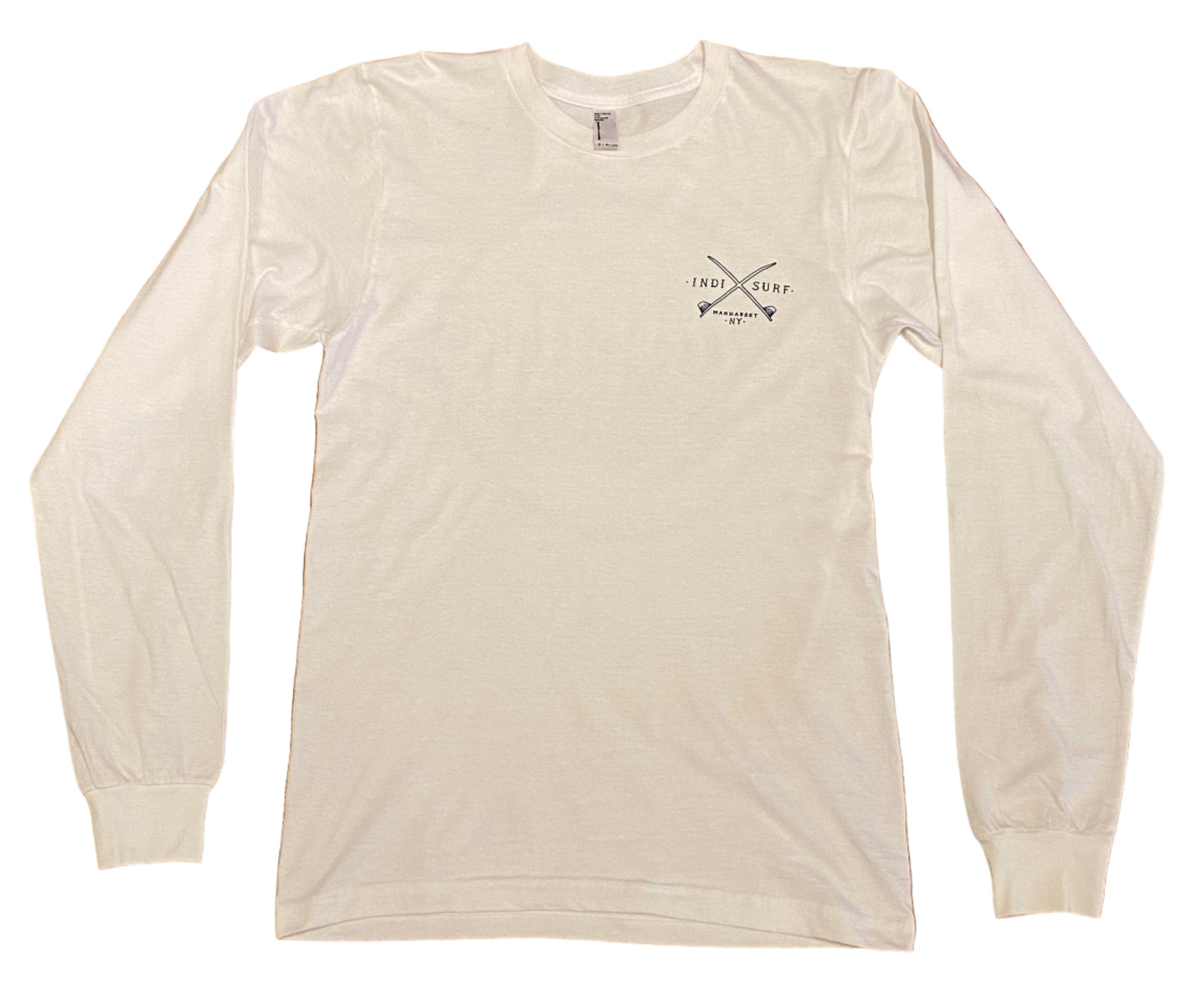 Indi Surf Mens Long Sleeve T-Shirt White/Navy Blue Logo