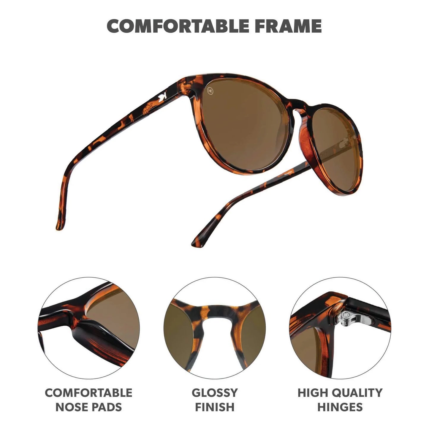 Knockaround Mai Tai Polarized Glossy Tortoise Shell/Amber Sunglasses