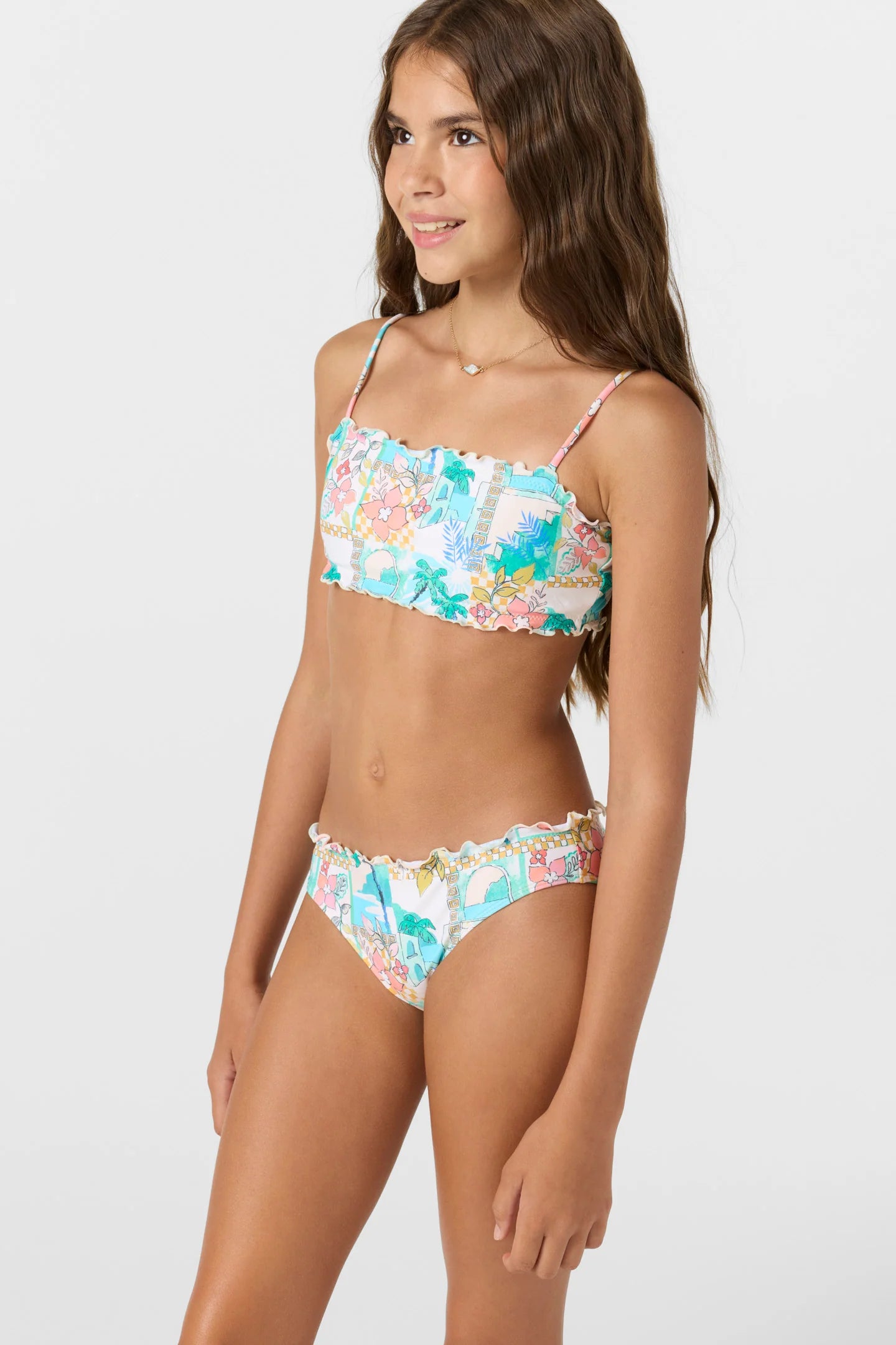 O'Neill Girls Ruffle Edge Bandeau 2 Piece Set