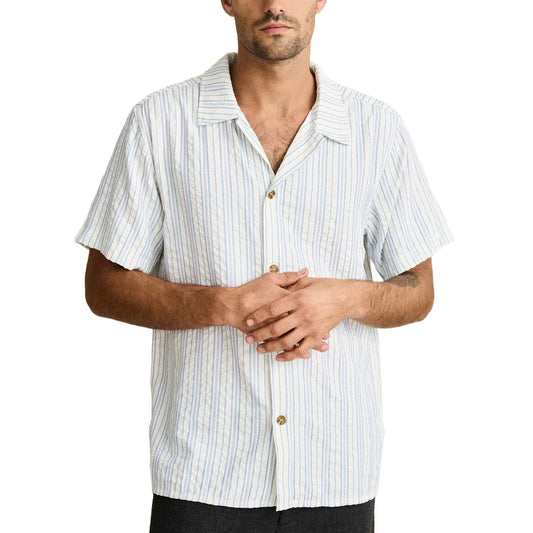 Rhythm Men's Novelty Stripe Short Sleeve Button up Shirt