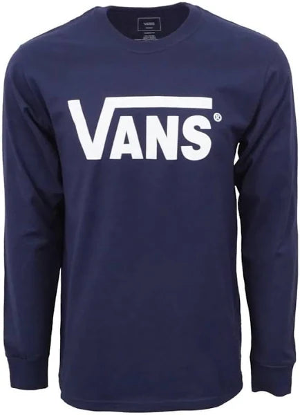 Vans Classic Boys L/S T-Shirt, Marineblau/Grau: Jungen, Klein