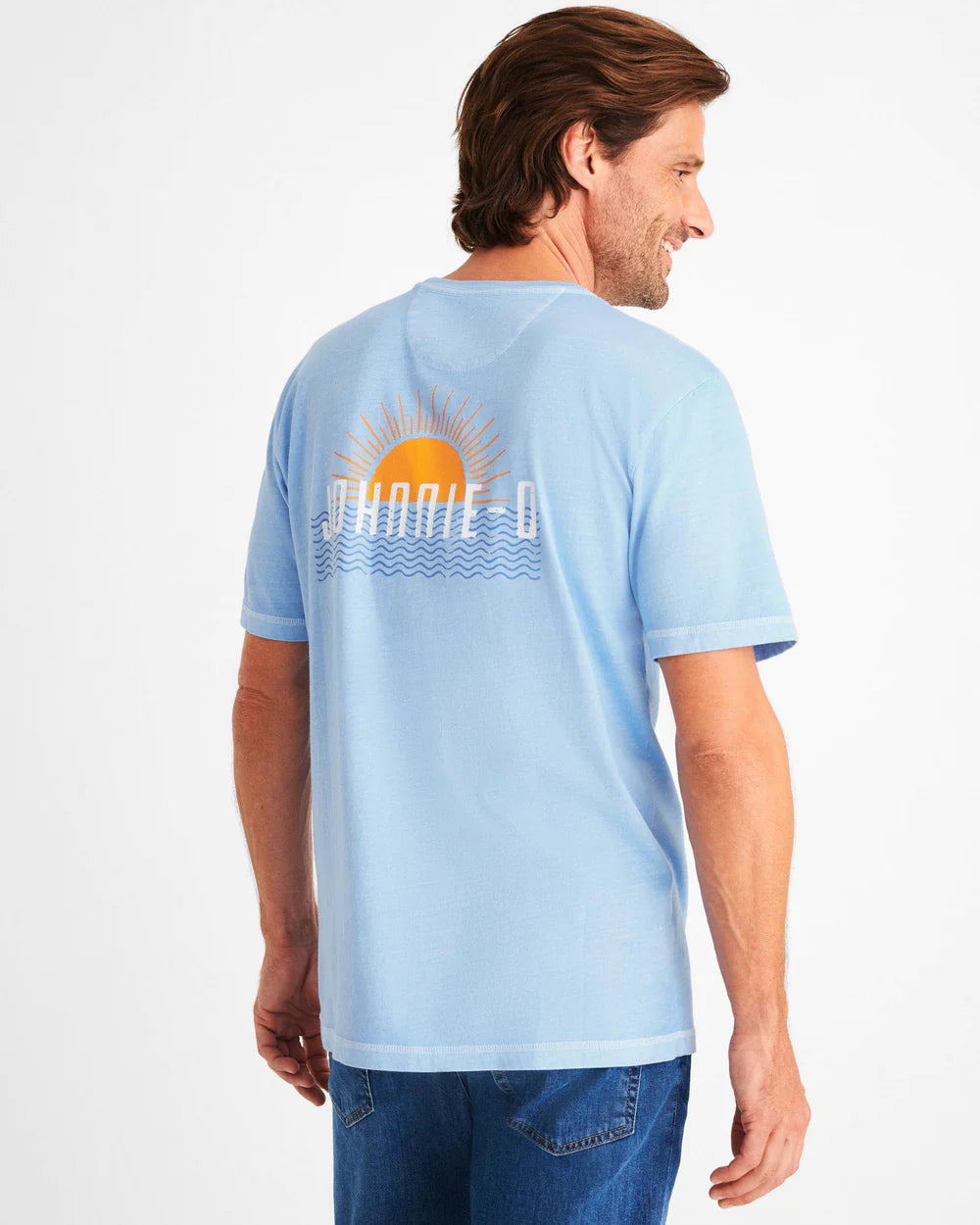 johnnie-O Herren T-Shirt mit Aufschrift „Ocean Sun“, kurzärmelig