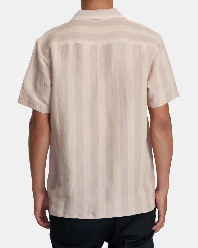 RVCA Mens Love Stripe Short Sleeve Woven Shirt