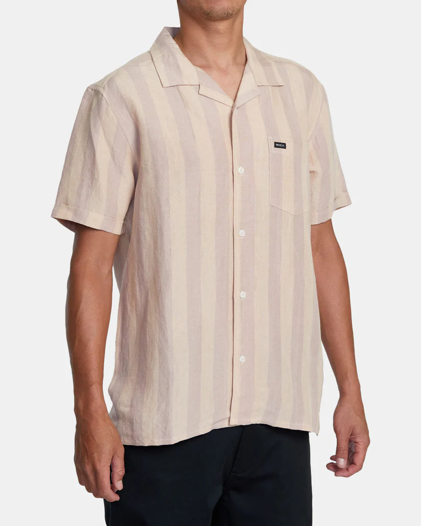 RVCA Mens Love Stripe Short Sleeve Woven Shirt