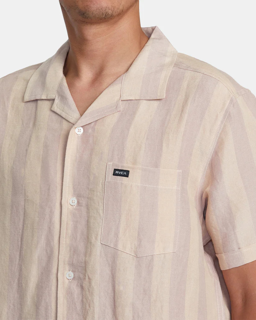 RVCA Mens Love Stripe Short Sleeve Woven Shirt