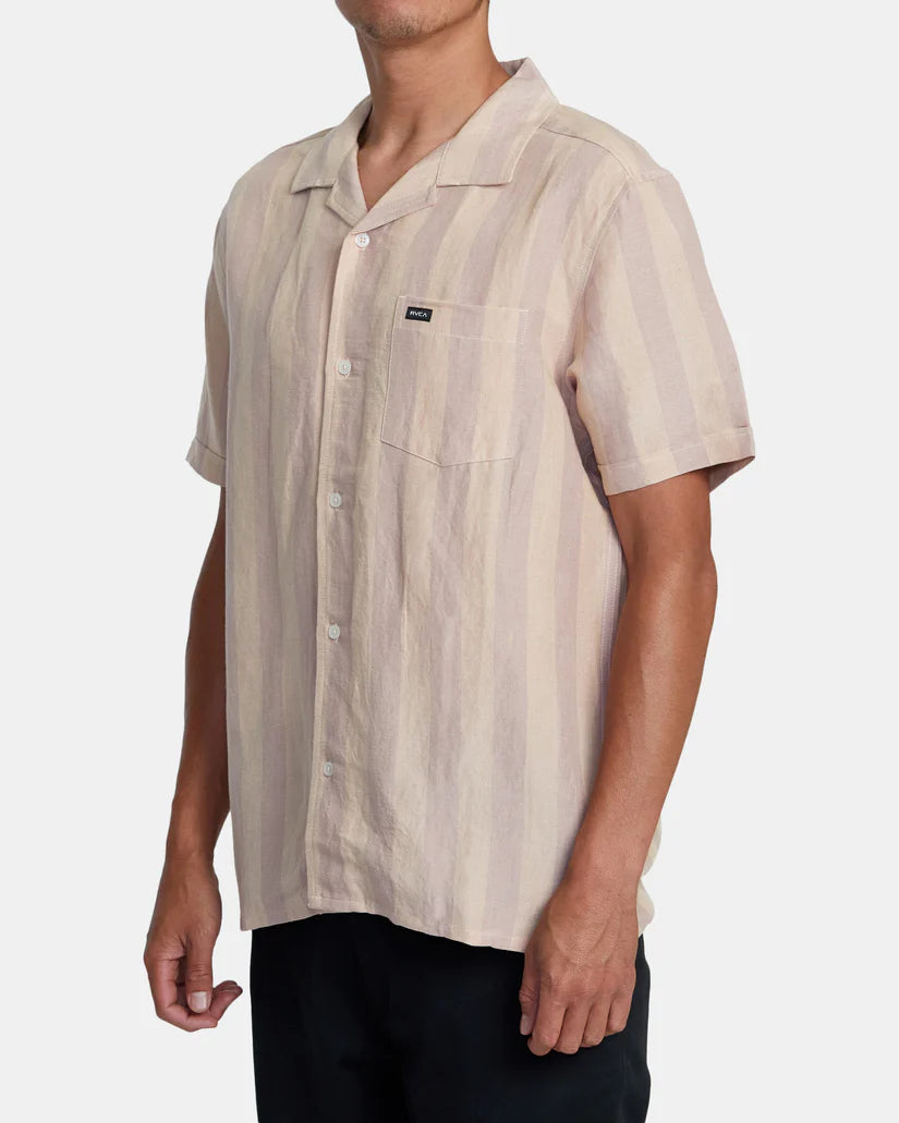 RVCA Mens Love Stripe Short Sleeve Woven Shirt