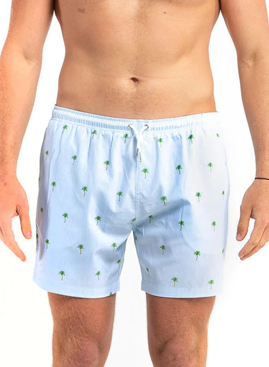 Bermies Herren – Klassische Badehose mit Palmenstreifen, Blau