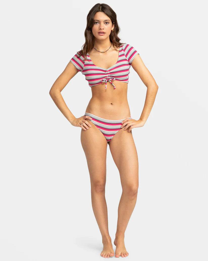 Roxy Women's Paraiso Striped Moderate Coverage Bikini Bottoms