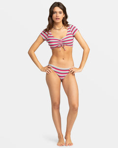 Roxy Women's Paraiso Striped Moderate Coverage Bikini Bottoms