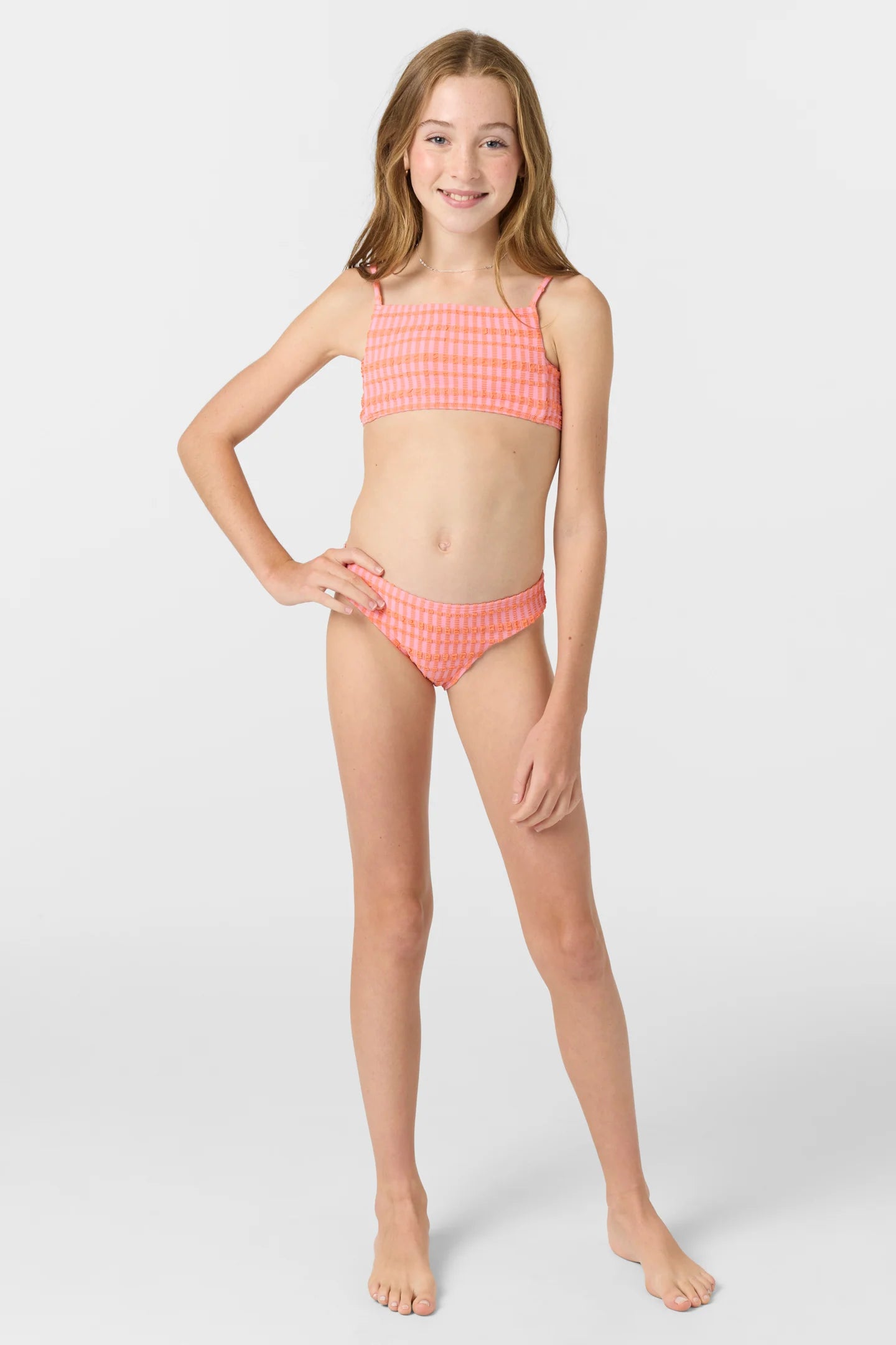 O'Neill Girls Paradise Plaid Square Neck Top 2 Piece Set